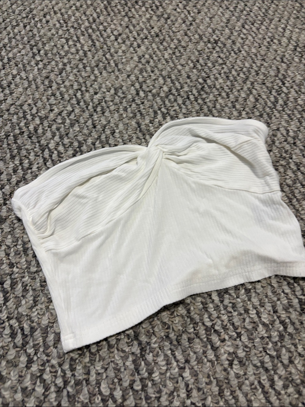 White Twist-Front Strapless Tube Top